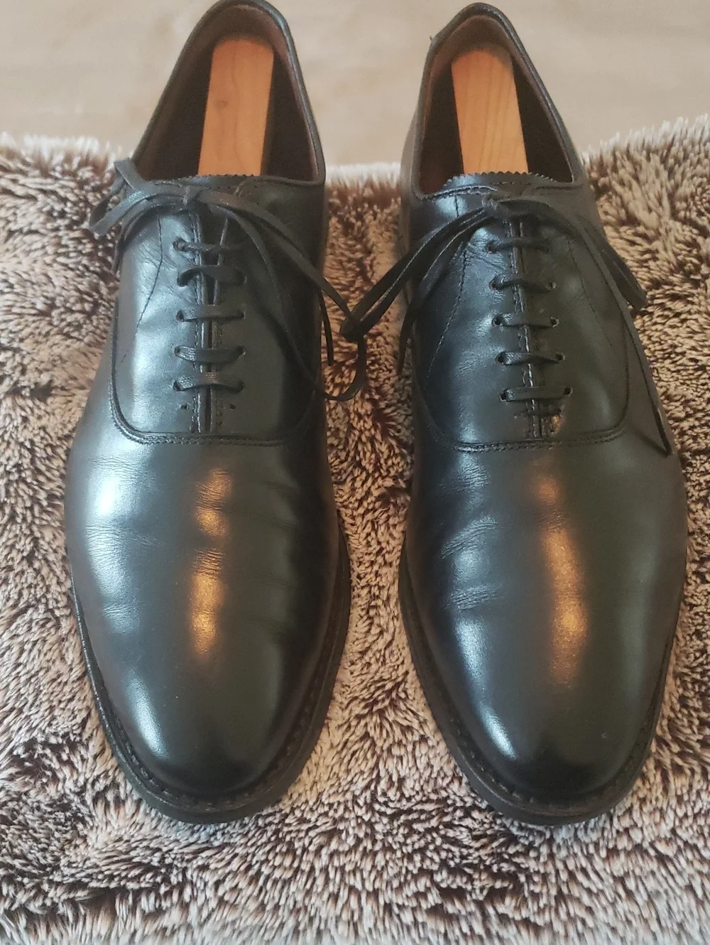 Allen Edmonds Black Leather Plain-Toe Oxford Dress Shoes